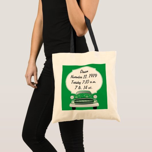 Zoete Groene Retro Auto Baby Jongen Cadeaus Tote Bag (Voorkant (product))