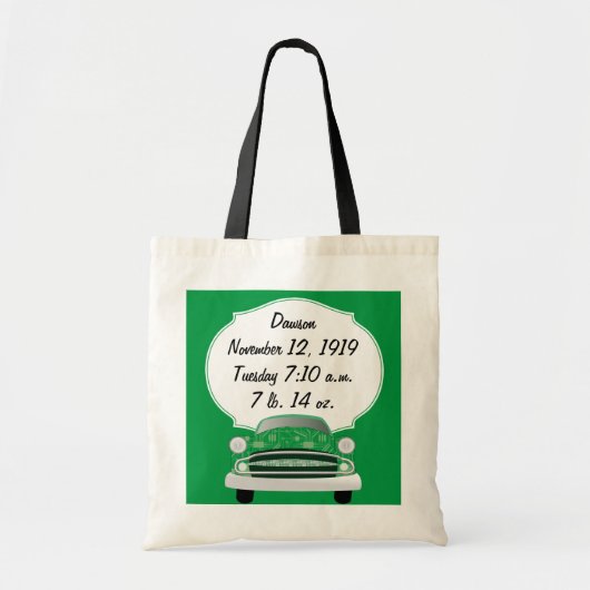 Zoete Groene Retro Auto Baby Jongen Cadeaus Tote Bag (Voorkant)