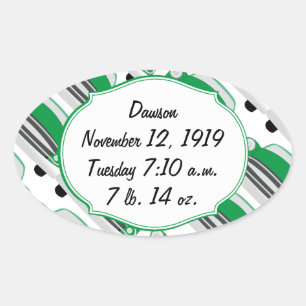 Zoete Groene Retro Auto Baby Shower Cadeaus Ovale Sticker