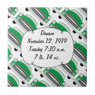 Zoete Groene Retro Auto Baby Shower Cadeaus Tegeltje