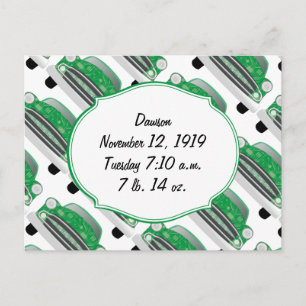Zoete Groene Retro Auto Baby Shower Cadeaus Uitnodiging Briefkaart