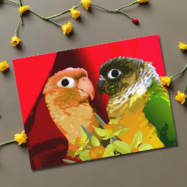 Zoete groene wang conure parkieten in Love Papegaa Briefkaart