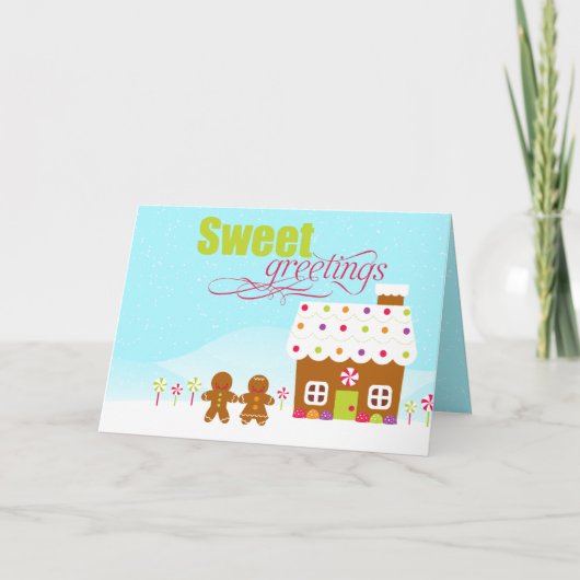 Zoete groet peperkoek huis vakantie kaart (Voorkant)