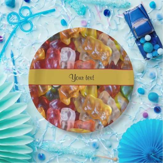 Zoete Gummi draagt Papieren Bordje (Feest)