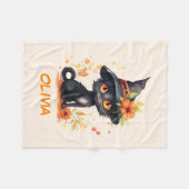 Zoete Halloween Kat Aangepaste Naam Fleece Deken (Voorkant (Horizontaal))