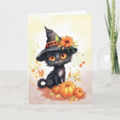Zoete Halloween Kat Kaart (Voorkant)
