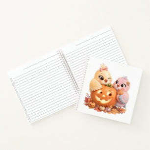 Zoete Halloween Kleine Vogels Pompoen Decoratie Notitieboek