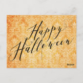 Zoete Halloween Zwarte Kat en Pompoen Briefkaart (Achterkant)