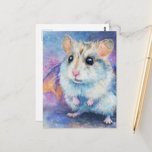 Zoete Hamster Draak Briefkaart (Voorkant / Achterkant in situ)