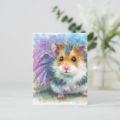 Zoete Hamster Draak Waterverf Briefkaart (Staand voorkant)