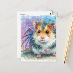 Zoete Hamster Draak Waterverf Briefkaart