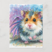 Zoete Hamster Draak Waterverf Briefkaart (Voorkant)