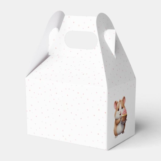 Zoete hamster, roze cupcake kinderverjaardag bedankdoosjes (Achterkant)