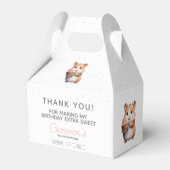 Zoete hamster, roze cupcake kinderverjaardag bedankdoosjes (Voorkant Zijde)