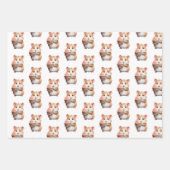 Zoete hamster, roze cupcake kinderverjaardag inpakpapier vel (Voorkant 3)