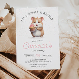 Zoete Hamster, roze Cupcake Kinderverjaardag Kaart
