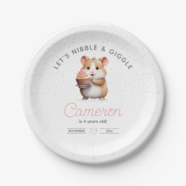 Zoete hamster, roze cupcake kinderverjaardag papieren bordje