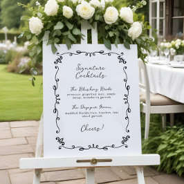 Zoete Handgeschreven Bruiloft Handtekening Cocktai Poster