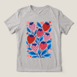 Zoete Harmonie Dames Abstracte Aardbei T‑Shirt Tri-Blend Shirt