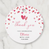 Zoete hart Baby shower Bedankjes Labels (Voorkant)