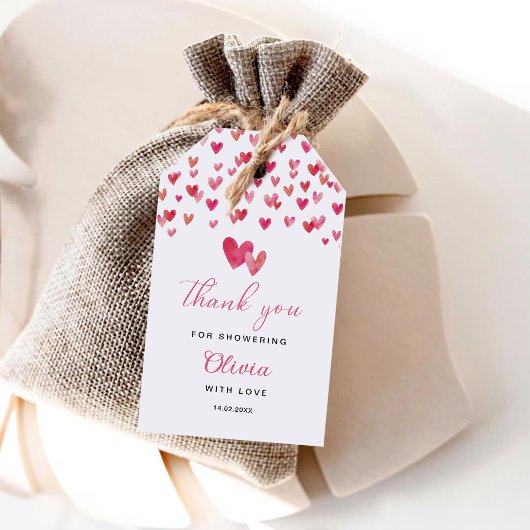 Zoete hart Baby shower Cadeaulabel