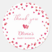Zoete Hart Baby Shower Ronde Sticker (Voorkant)