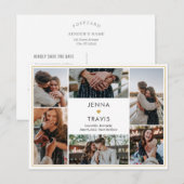 Zoete Hart Bewerkbare Kleur Save The Date Postcard Briefkaart (Voorkant / Achterkant)