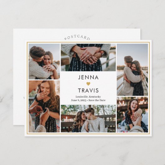 Zoete Hart Bewerkbare Kleur Save The Date Postcard Briefkaart (Voorkant / Achterkant)