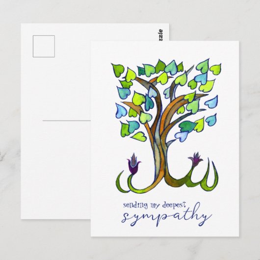 Zoete Hart Boom Condoleances Betuiging Verlies Aan Briefkaart (Voorkant / Achterkant)