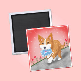 Zoete Hart Brief Geleverd Door Corgi Magneet