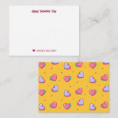 Zoete Hart Liefde Patroon Geel Valentijnsdag Notitiekaartje (Voorkant / Achterkant)