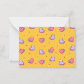 Zoete Hart Liefde Patroon Geel Valentijnsdag Notitiekaartje (Achterkant)