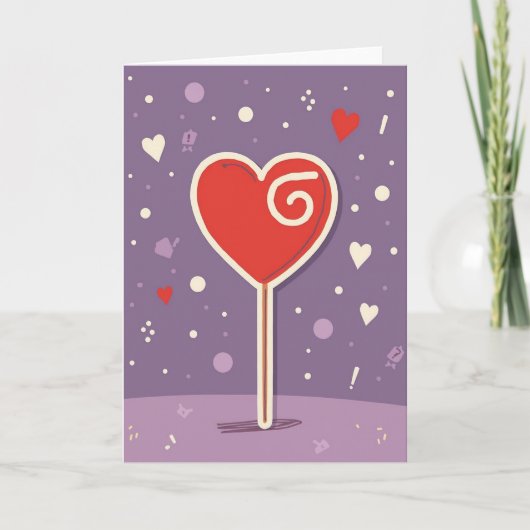 Zoete Hart Lollypop Kaart (Voorkant)