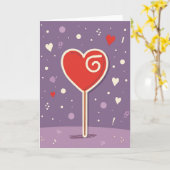 Zoete Hart Lollypop Kaart (Gele Bloem)