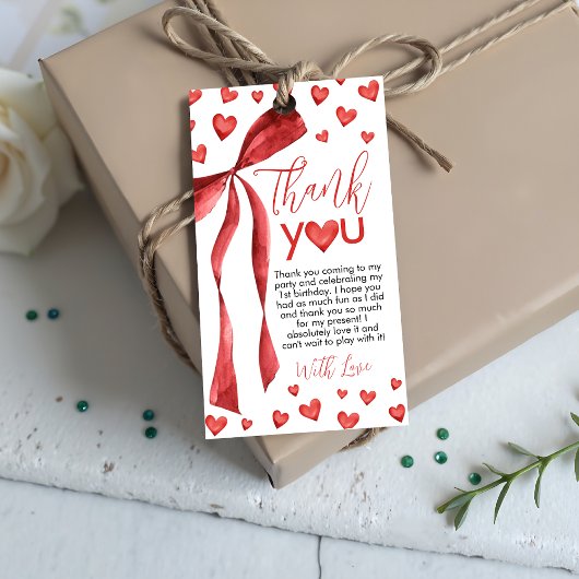 Zoete Hart Rode Strik Favor Merkjes Cadeaulabel