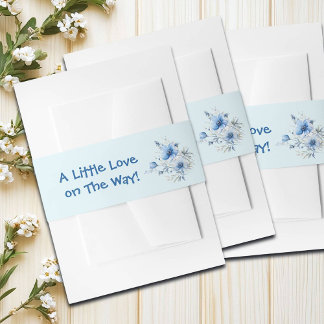 Zoete Hart Teddybeer Blauwe Baby Shower Uitnodigingen Wikkel