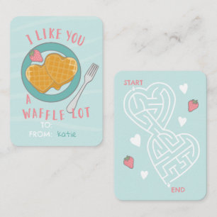 Zoete, hart waffles klas valentine notitiekaartje