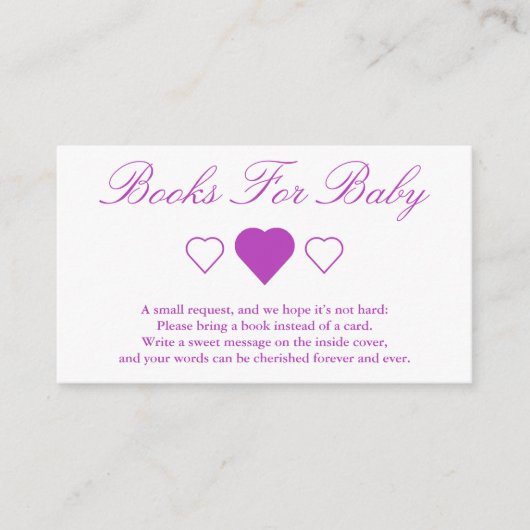 Zoete harten Baby showers boeken voor Baby Informatiekaartje (Voorkant)