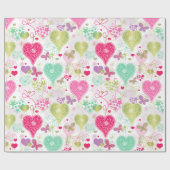 Zoete harten en botervliegen cadeaupapier (Vlak)
