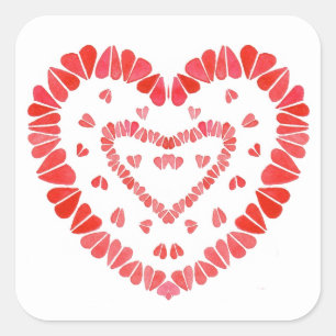 ZOETE HARTEN Grote Vierkante Stickers