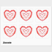 ZOETE HARTEN Grote Vierkante Stickers (Vel)