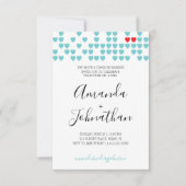 zoete harten koppels TROUWFEEST retro rood aqua Kaart (Voorkant)