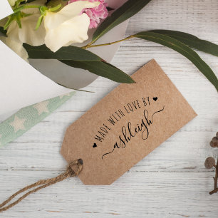 Zoete Harten & Script Gemaakt Met Liefde   Aangepa Rubberstempel