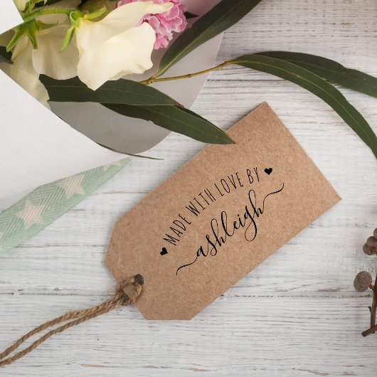 Zoete Harten & Script Gemaakt Met Liefde | Aangepa Rubberstempel