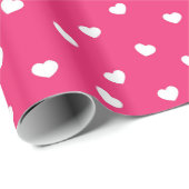 Zoete harten / Valentijnsdag Hot Pink White Cadeaupapier (Rol Hoek)