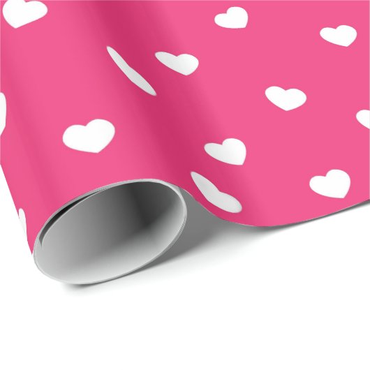 Zoete harten / Valentijnsdag Hot Pink White Cadeaupapier (Rol Hoek)
