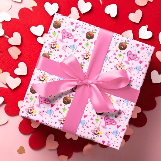 Zoete Harten vieren overal feest Cadeaupapier