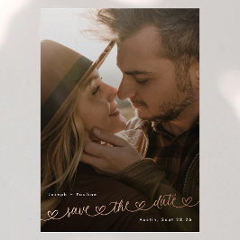 Zoete Hartjes Foto Bruiloft Bewaar De Datum Roze G Folie Uitnodiging