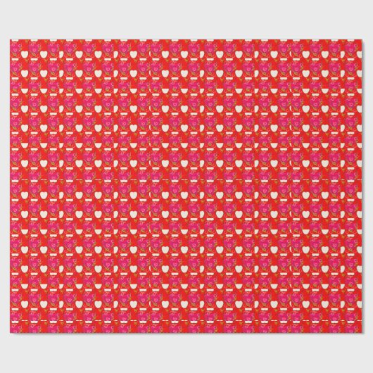 Zoete Hartjes Patroon Cadeaupapier (Vlak)