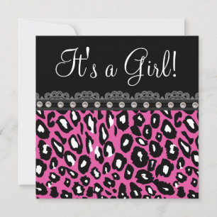Zoete Heet Roze Luipaard Baby Shower Kaart